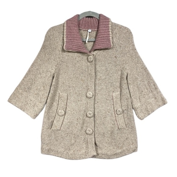 Margaret O'Leary Knit Cashmere Wool Blend Snap Button Cottage Cardigan Size S - Picture 1 of 8